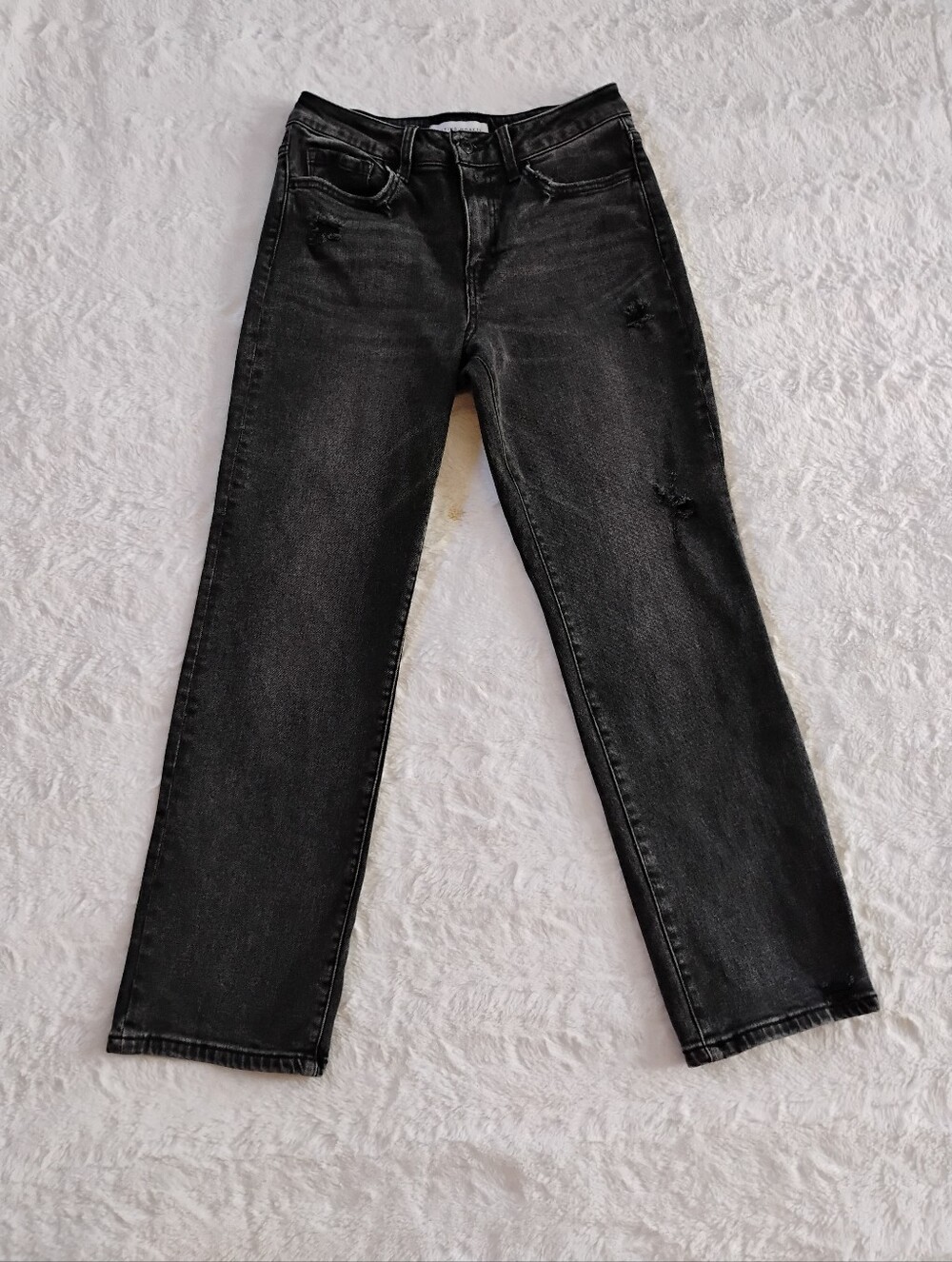Flying Monkey Distressed Washed Black Straight Ankle Jeans